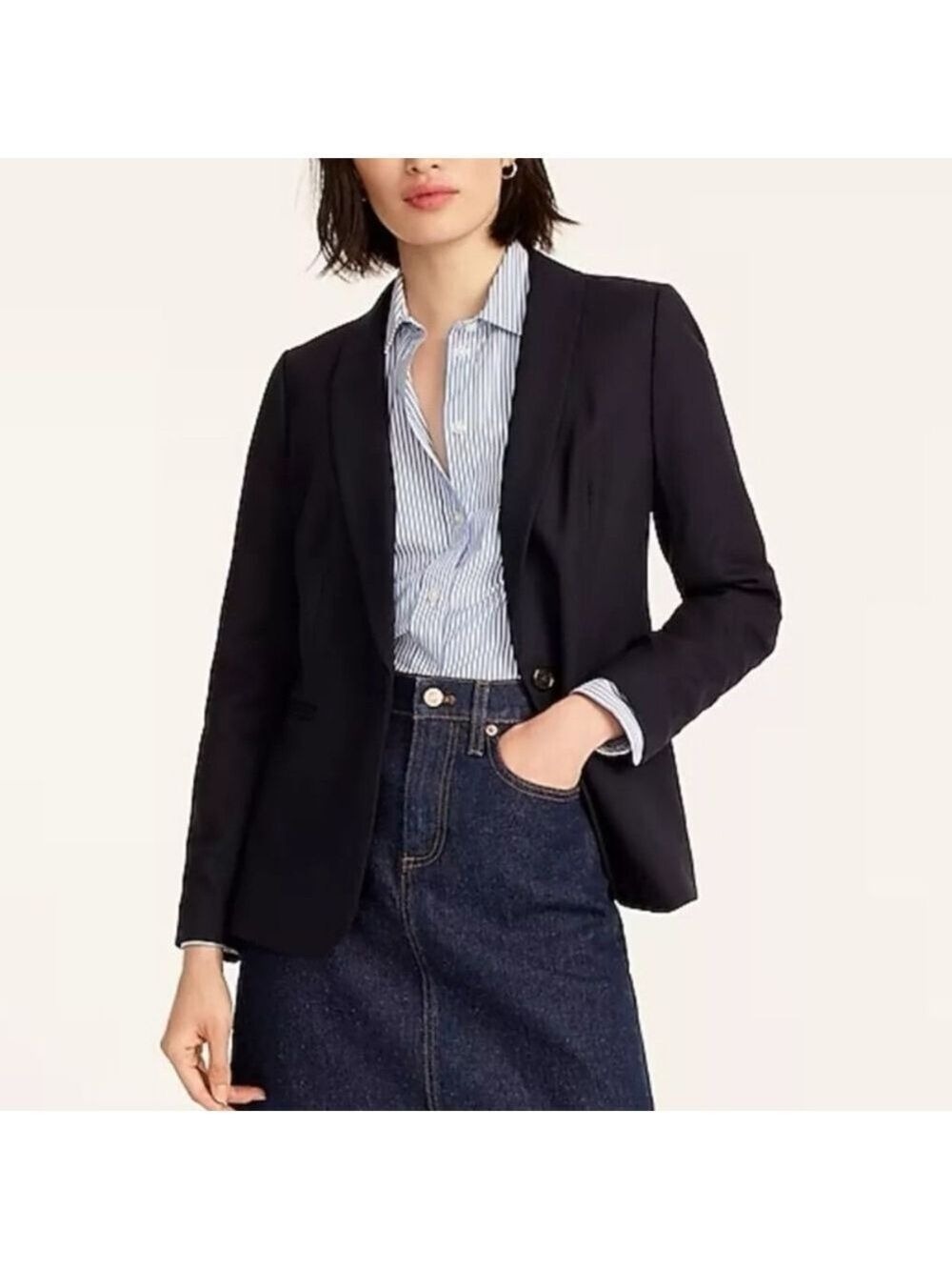 J Crew Blazer Parke Wool Flannel Blend Size 2 J5627 FA18 Black Dark Academia